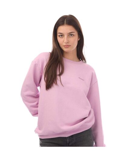 Womens/ladies Diagonal Crew Neck Regular Sweatshirt Lilac Off White