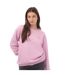 Womens/ladies Diagonal Crew Neck Regular Sweatshirt Lilac Off White-4