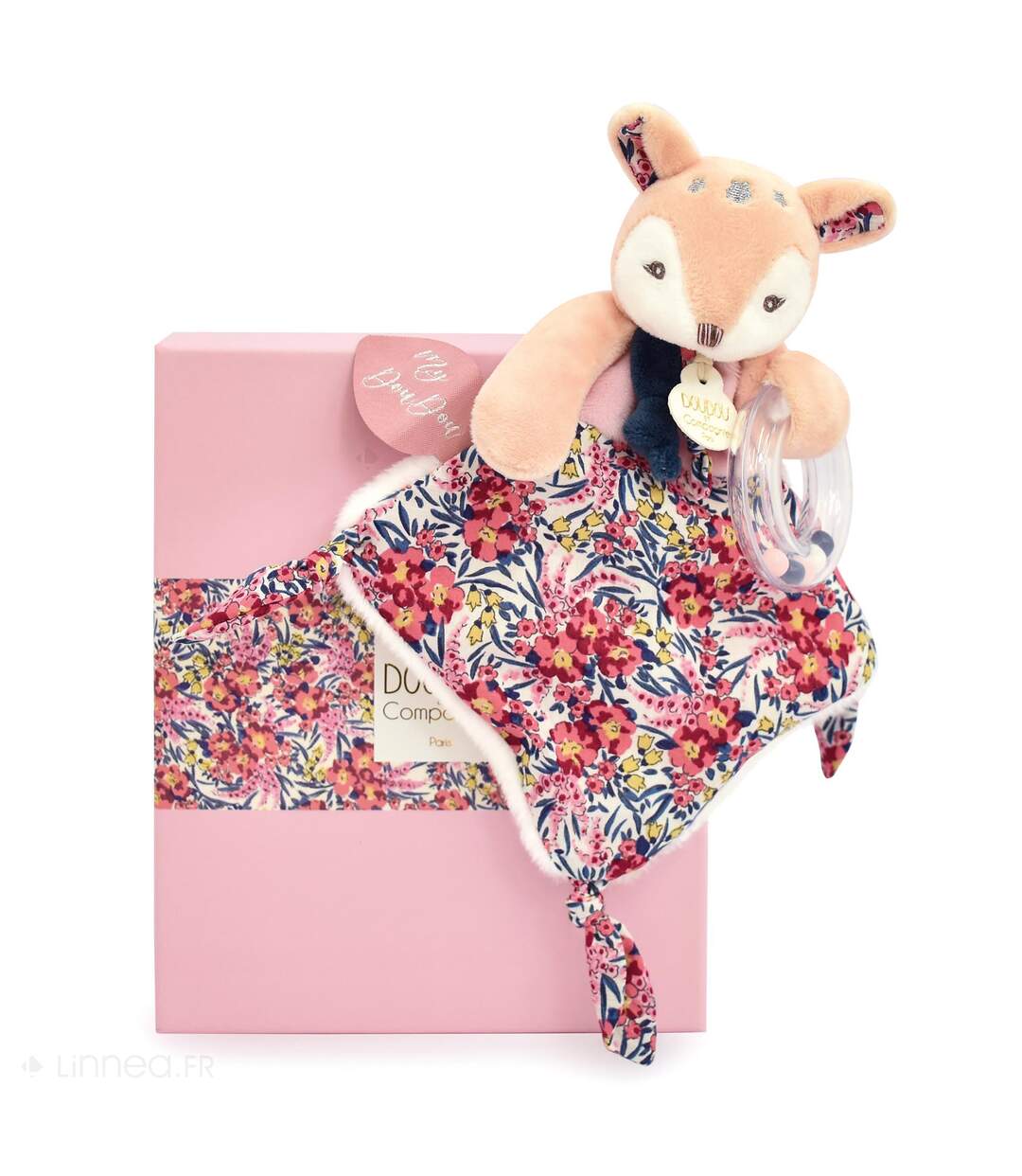 Ensemble balle sensorielle + doudou hochet polyester collection DUO BOH'AIME 2 pièces Faon-5