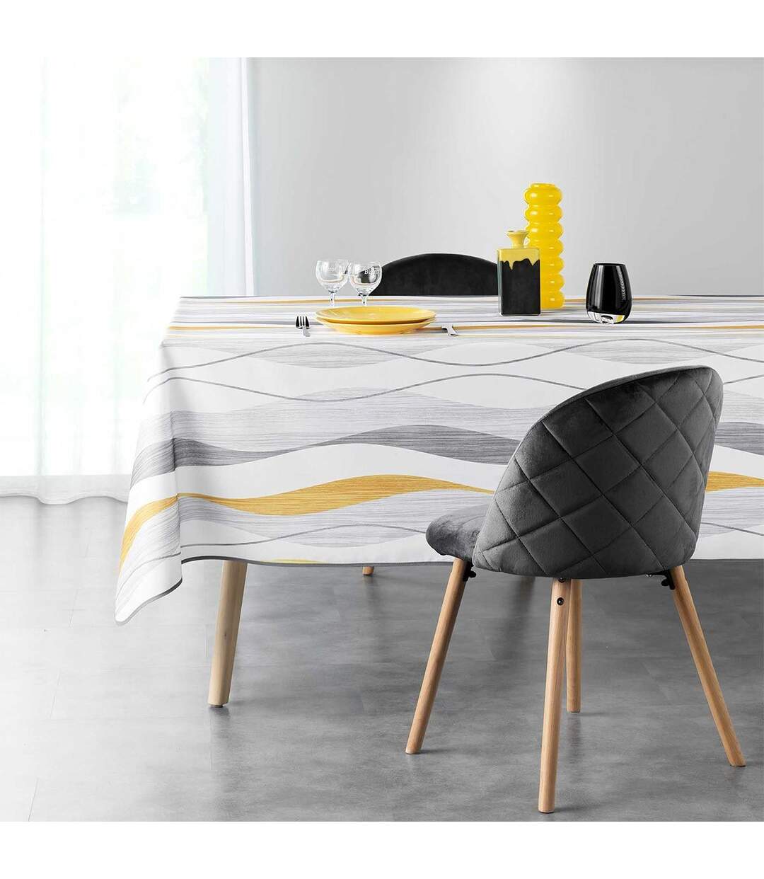Nappe Imprimée Ondulys 150x240cm Jaune-2