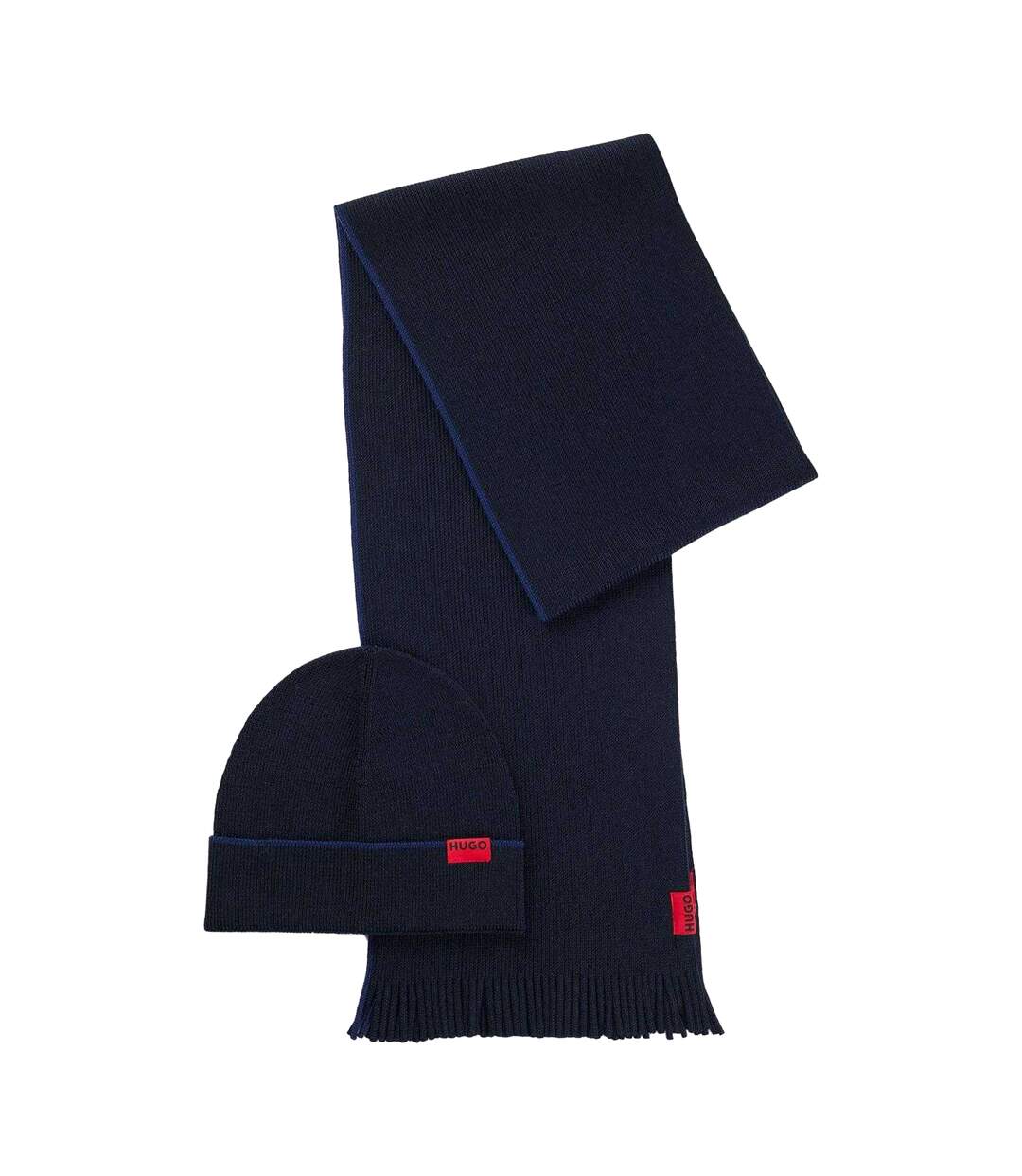 Ensemble Bonnet Et Écharpe Zaschel Homme Taille Unique Bleu Marine Rouge Hugo-2