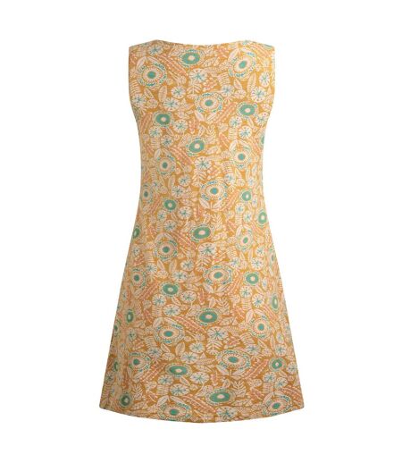 Womens/ladies indus printed jersey tunic deep amber Weird Fish