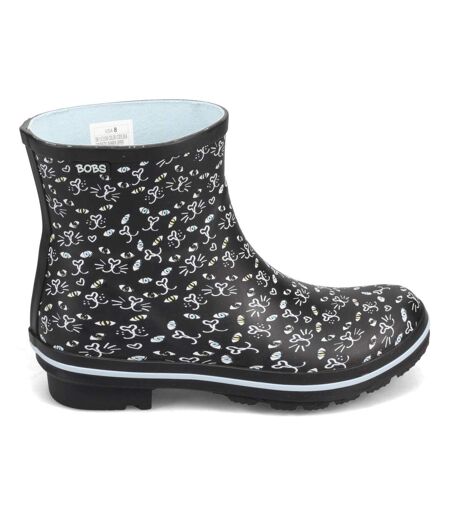 Womens/ladies bobs rain check misty eye wellington boots black Skechers