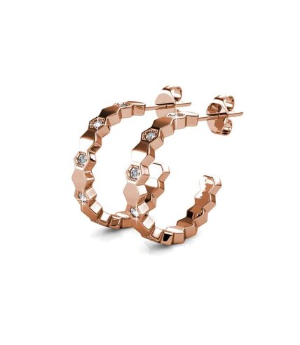 Boucles d'oreilles Curved - Or Rosé et Cristal