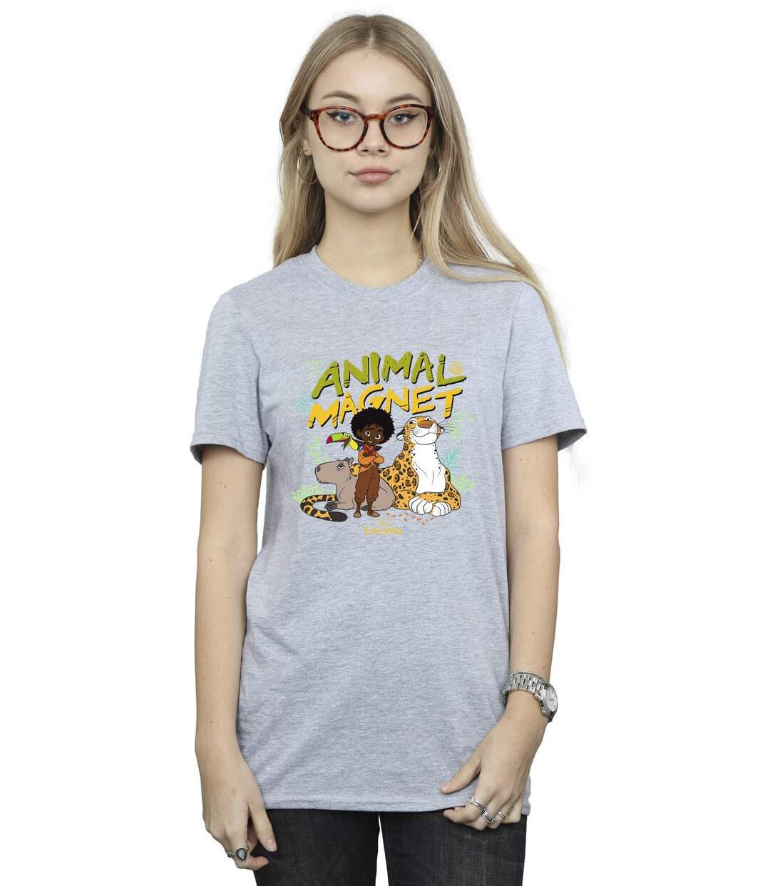 Disney Femmes/Les femmes Encanto Animal Magnet Cotton Boyfriend T-Shirt (Gris sportif) - UTBI22377-2