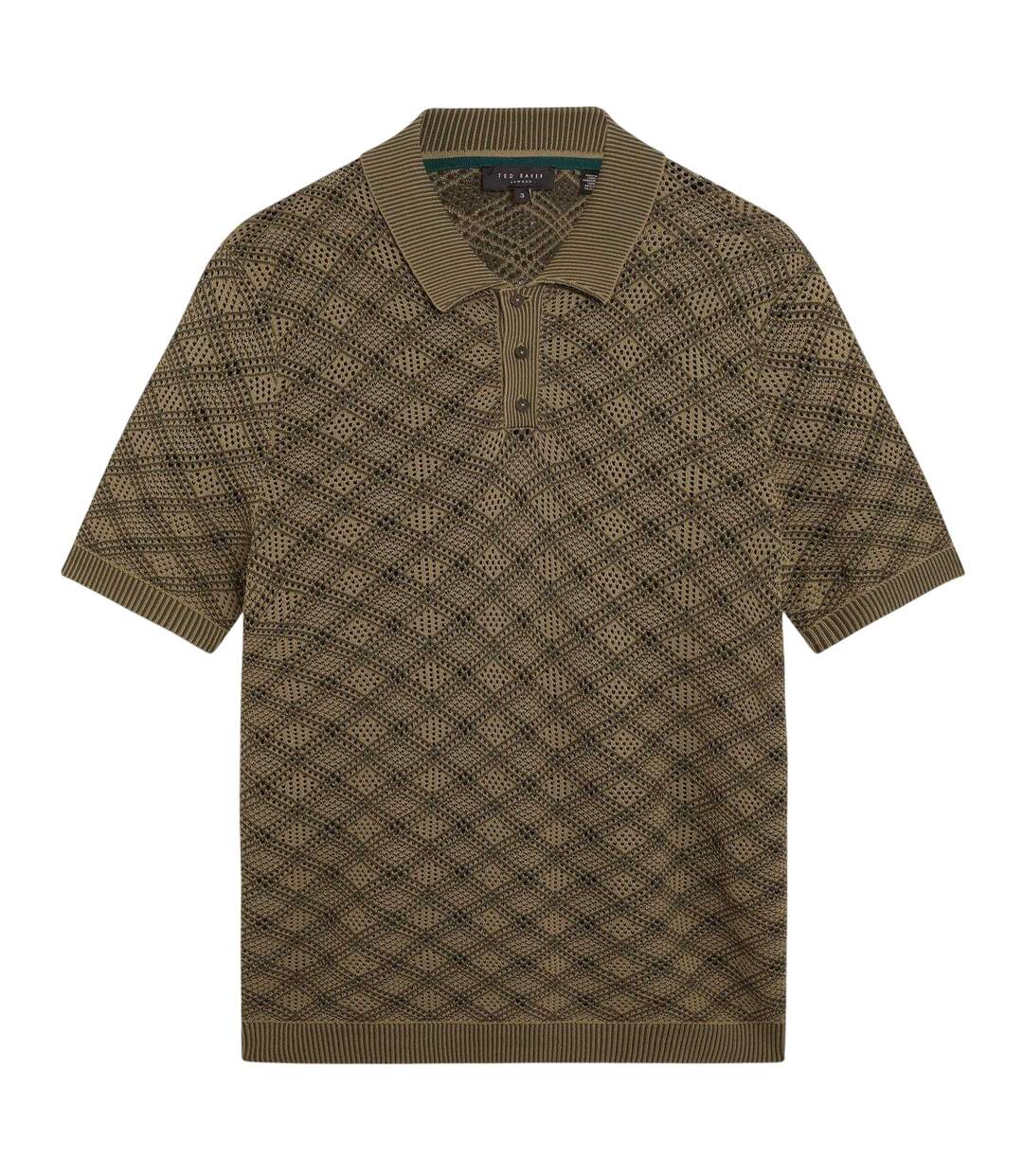 Mens Geometric Polo Shirt Khaki Ted Baker-2