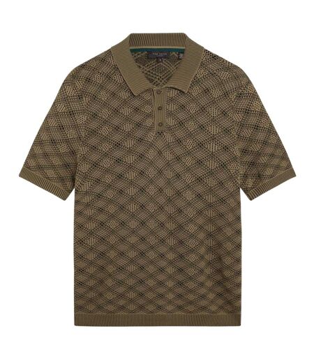 Mens Geometric Polo Shirt Khaki Ted Baker