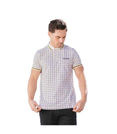 Polo Ss25 Homme Blanc Bleu Marine Jaune Or Lambretta