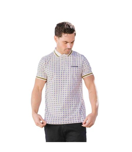 Polo Ss25 Homme Blanc Bleu Marine Jaune Or Lambretta