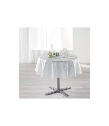 Nappe Ronde Imprimée Shantung 180cm Blanc