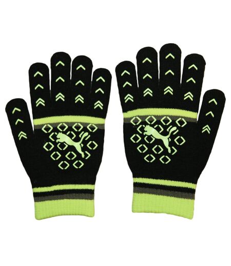 Puma Womens/Ladies Striped Gloves (Black/Hi-Vis Yellow)