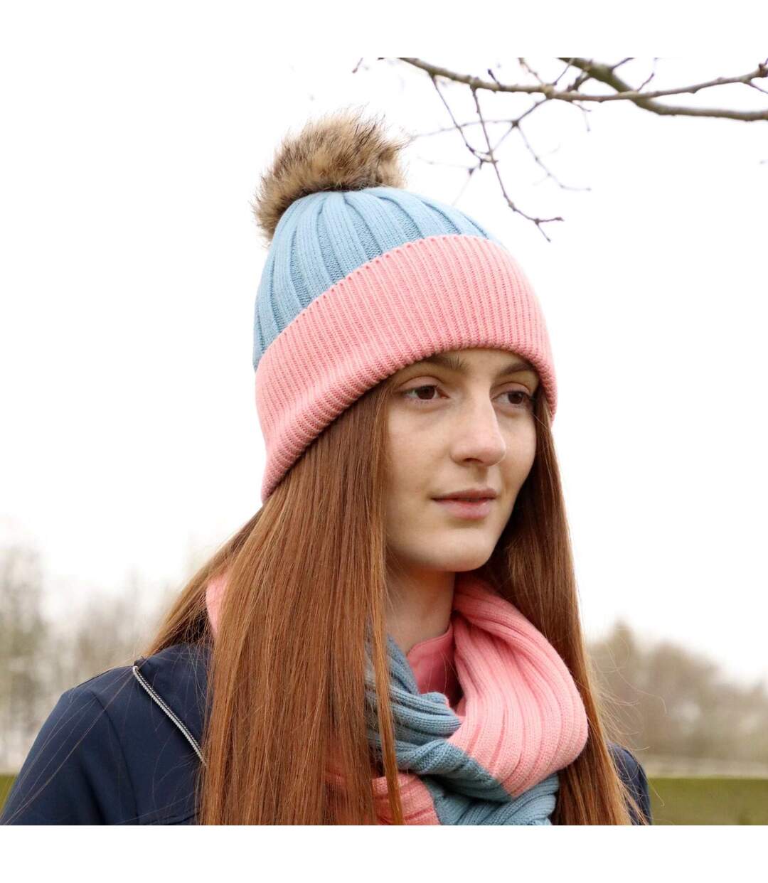 Unisex adult synergy luxury beanie aqua blue/rose Hy-2