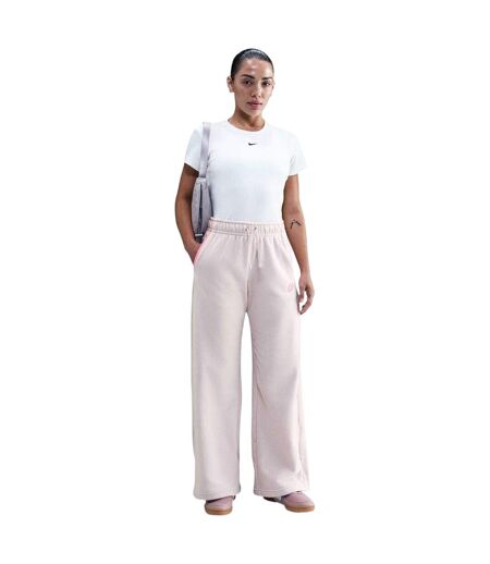 Womens/ladies Sportswear Club Fleece Wide Leg Mid Rise Joggers Cream Pink Nike