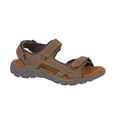 Roamers Mens Leather Flat Sports Sandals (Brown) - UTDF2350