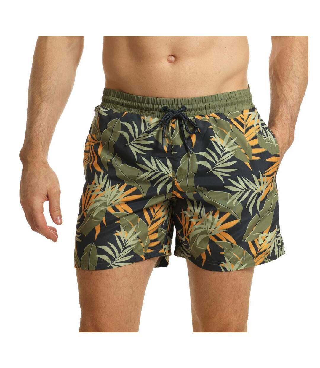 Mens jungle print swim shorts navy/green RIPT Essentials-1