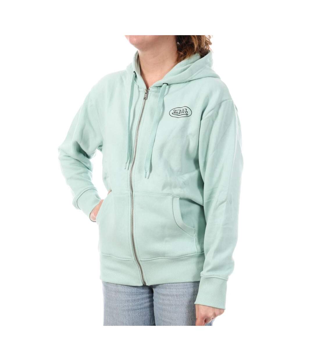 Sweat zippé vert menthe femme von dutch slign-1