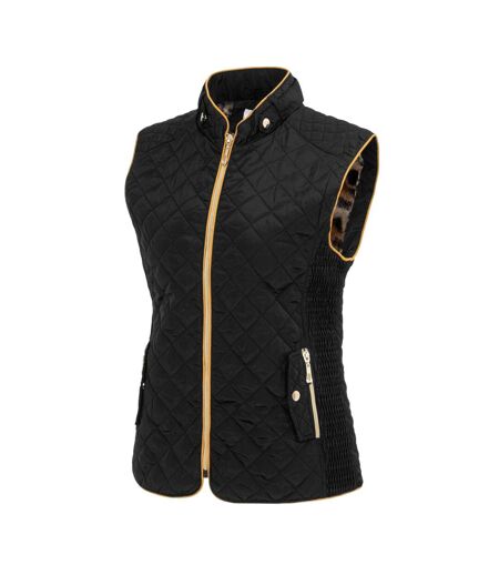 Womens/ladies Quilted Gilet Black Miso