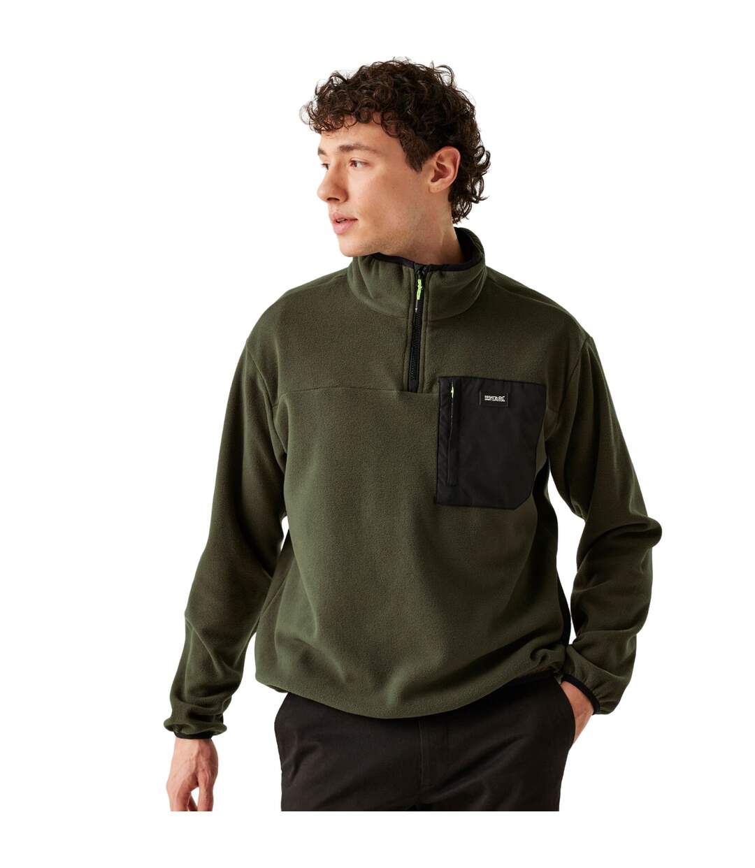 Mens frankie half zip fleece top dark khaki Regatta-3