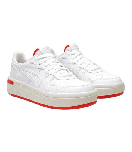 Womens/ladies Leather Chunky Platform Trainers White Cherry Asics