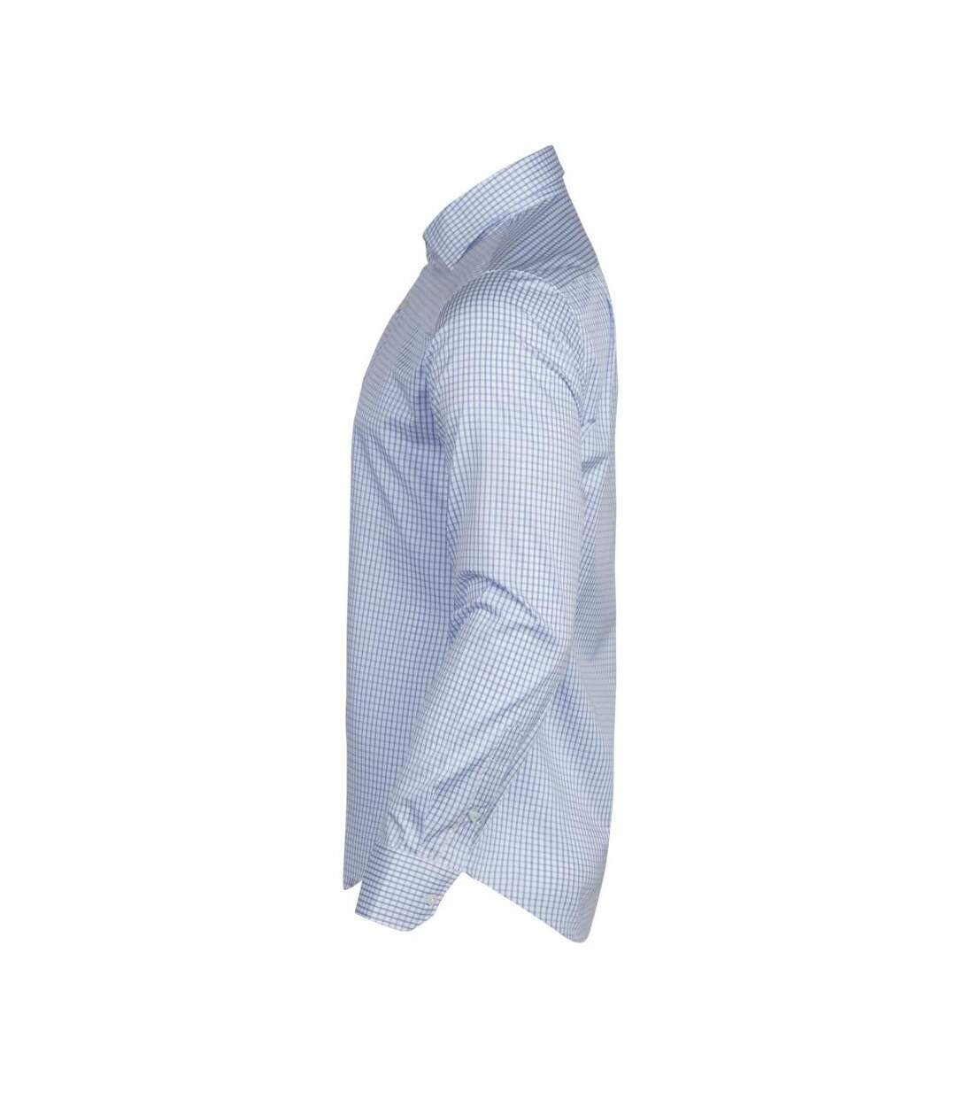 Mens Tribeca Checked Formal Shirt Light Blue James Harvest-3
