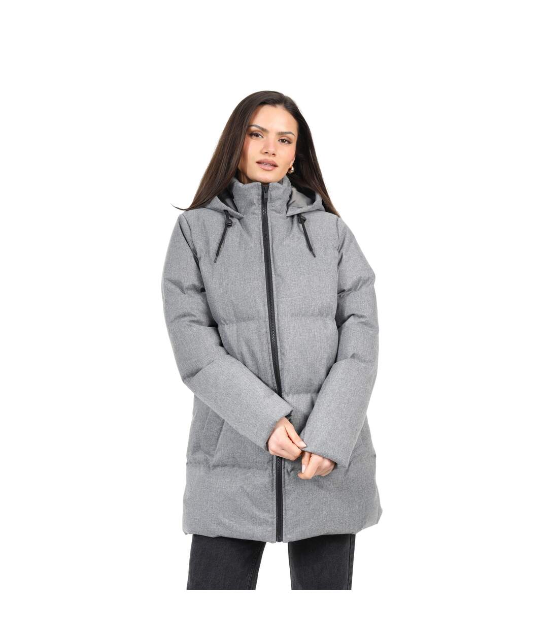Doudoune À Capuche Motif/style Rembourré Femme Gris Chiné Brave Soul-1