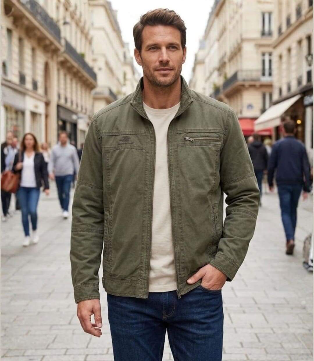 WINCHESTER BRYAN1 — Blouson zippé gris : confort respirant en pur coton-5