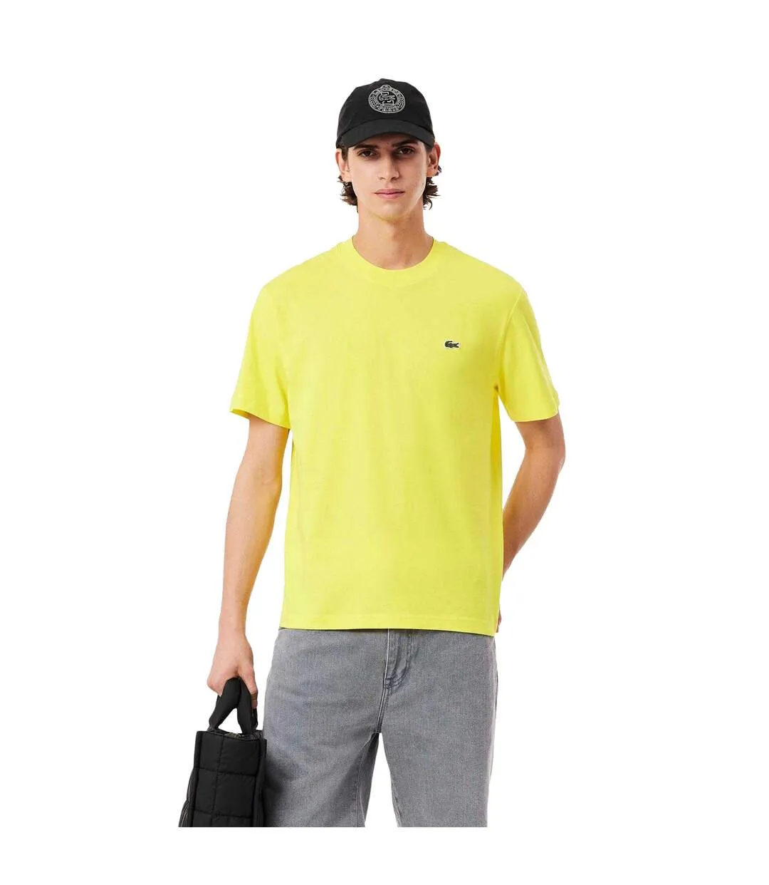 Mens Cotton T-shirt Yellow Lacoste-4