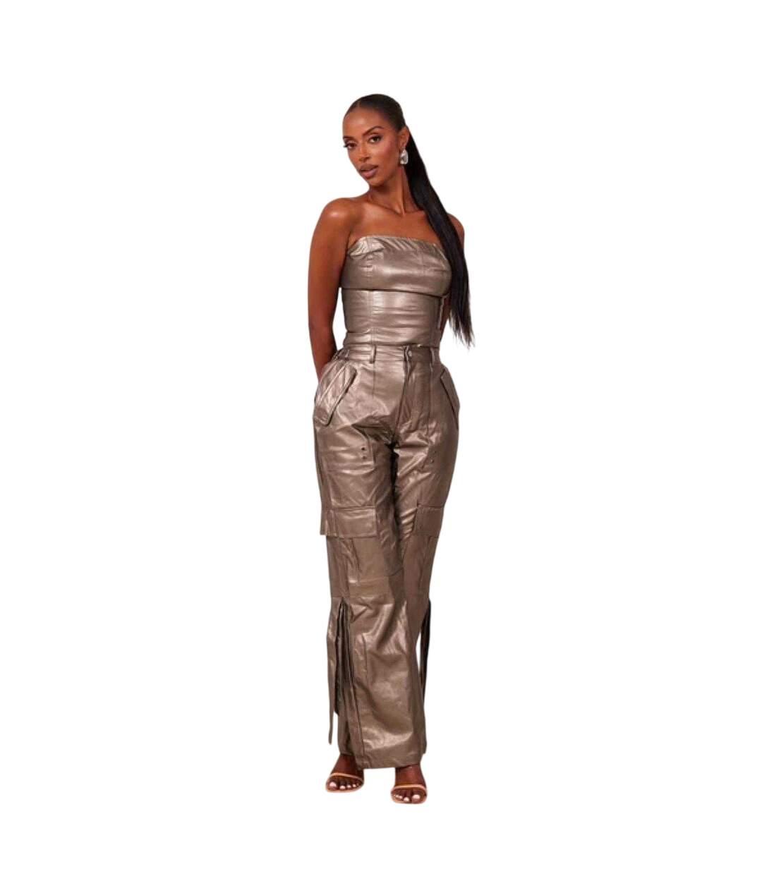 Pantalon Cargo Zeda Taille Haute À Jambe Large Cuivré Mars The Label-2