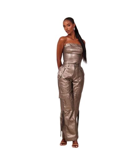 Pantalon Cargo Zeda Taille Haute À Jambe Large Cuivré Mars The Label