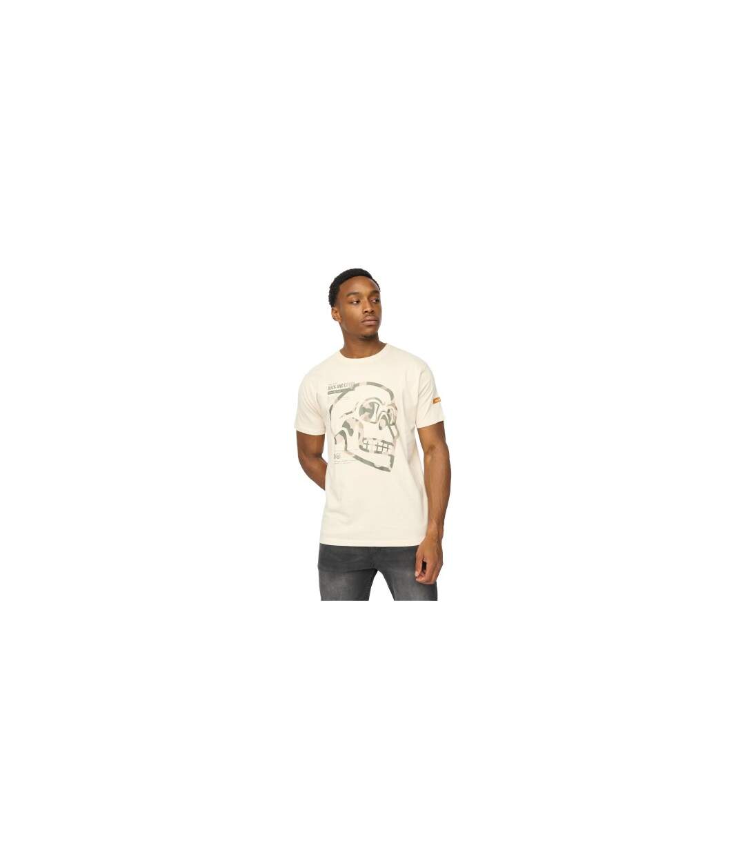 T-shirt Skullmatic Homme Blanc Cassé Duck And Cover-1