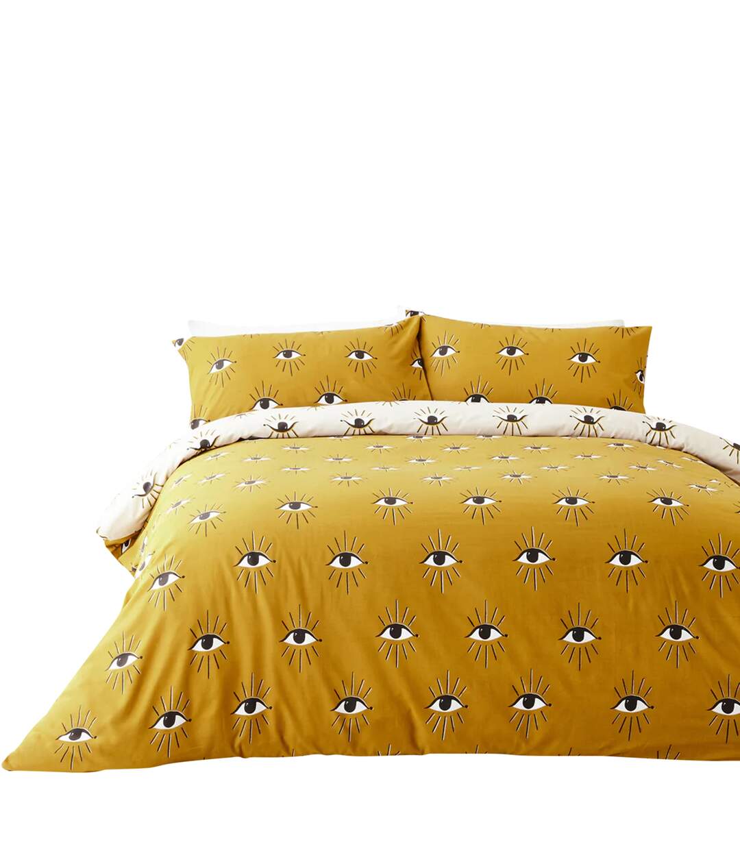 Theia eye duvet cover set ochre yellow Furn-1