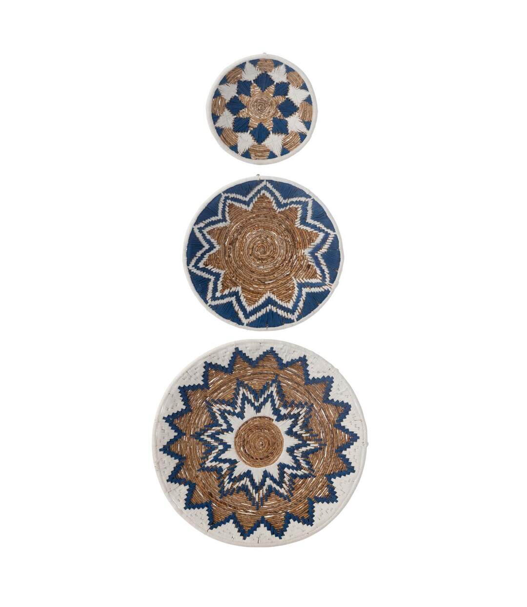 Lot de 3 Déco Murales Branche Bananier 76cm Bleu Foncé-1