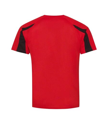 AWDis Cool Mens Contrast Moisture Wicking T-Shirt (Fire Red/Jet Black) - UTPC5918