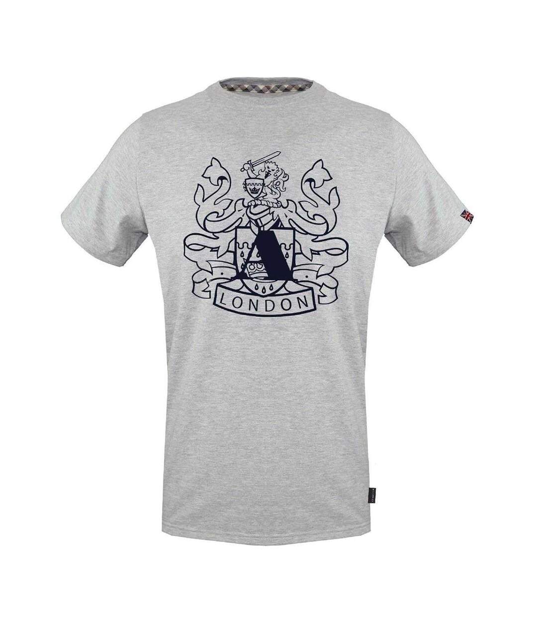 T-shirt Motif/style Logo Bouclier Homme Gris Aquascutum-1