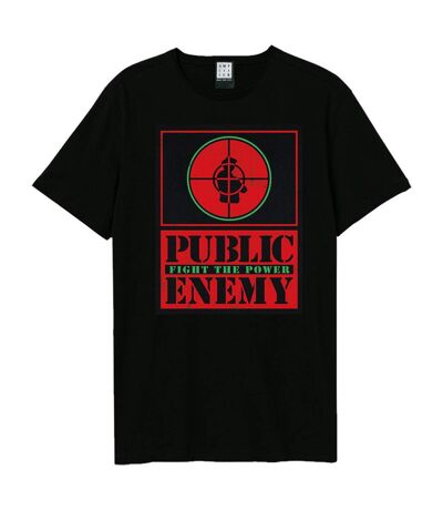 T-shirt Style Public Enemy Fight The Power Target Adulte Noir Rouge Amplified