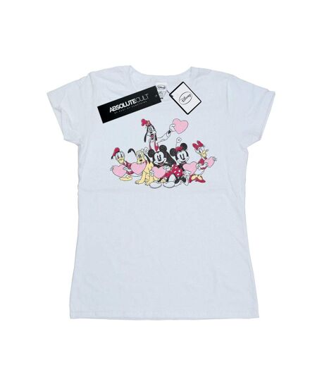 Disney Femme/Les femmes Mickey Mouse Love Friends T-Shirt en coton (Blanc) - UTBI32469