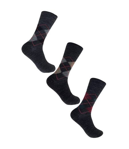 3 Pack Mens Non Elastic Lambs Wool Blend Socks with Loose Top