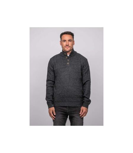 Pull col montant boutonné maille chinée LOOKIES