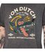 T-shirt homme regular col V en slub avec print devant Wolf Vondutch-2