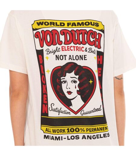 T-shirt femme col rond avec imprimé devant et dos Face Vondutch