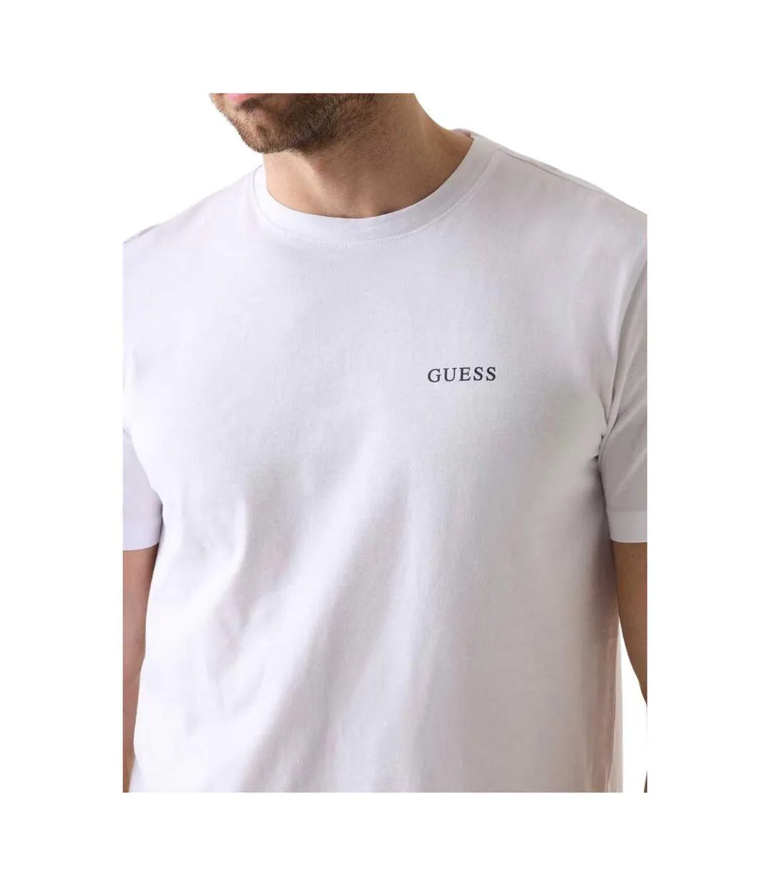 T-shirt Motif/style Uni Homme Blanc Guess-4