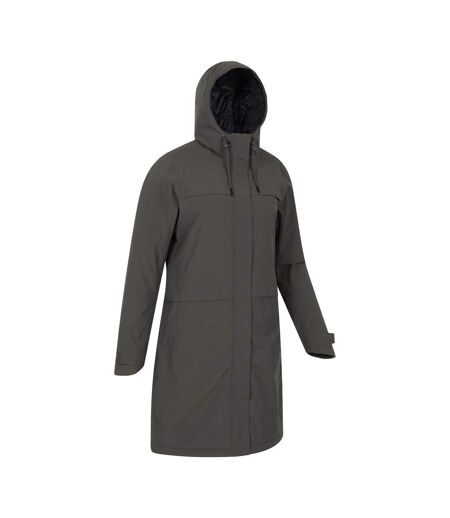 Womens/ladies Avery Waterproof Long Length Jacket Khaki Mountain Warehouse