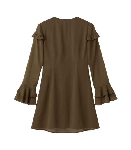Womens/ladies Ruffled Mini Dress Brown I Saw It First