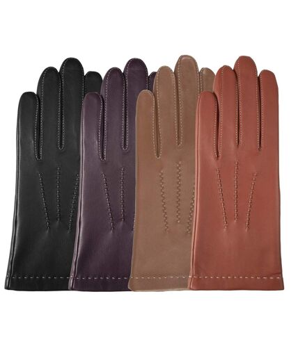 Isotoner Gants femme en cuir d'agneau pleine fleur, doublés soie, tendance et modernes