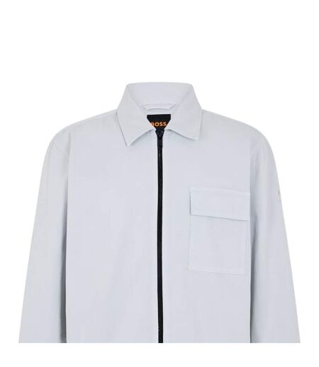 Mens Patterned Chest Pocket Overshirt Grey Boss