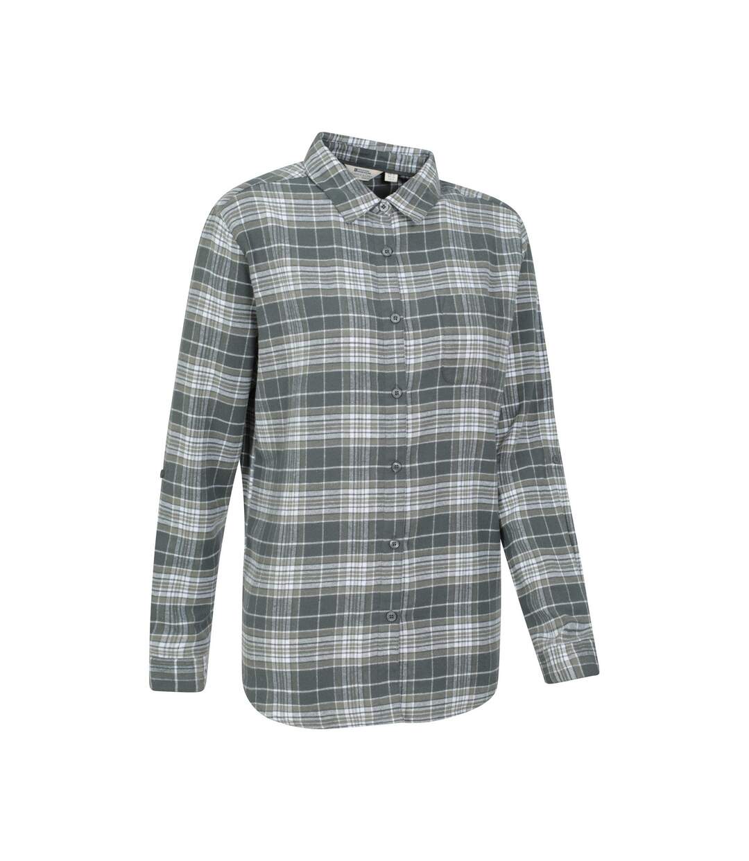 Womens/ladies Balsam Brushed Flannel Longline Shirt Dark Green Mountain Warehouse-4