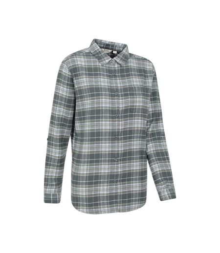 Womens/ladies Balsam Brushed Flannel Longline Shirt Dark Green Mountain Warehouse
