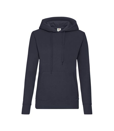 Sweat À Capuche Classic Femme Bleu Marine Sombre Fruit Of The Loom