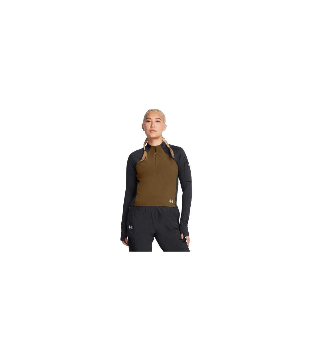 Womens/ladies Trail Run Half Zip Long-sleeved Top Grey Under Armour-1
