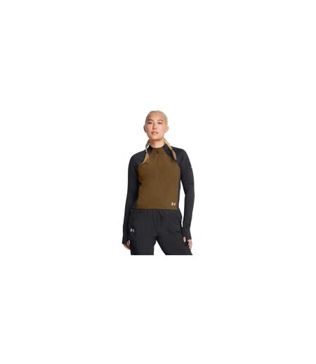 Womens/ladies Trail Run Half Zip Long-sleeved Top Grey Under Armour
